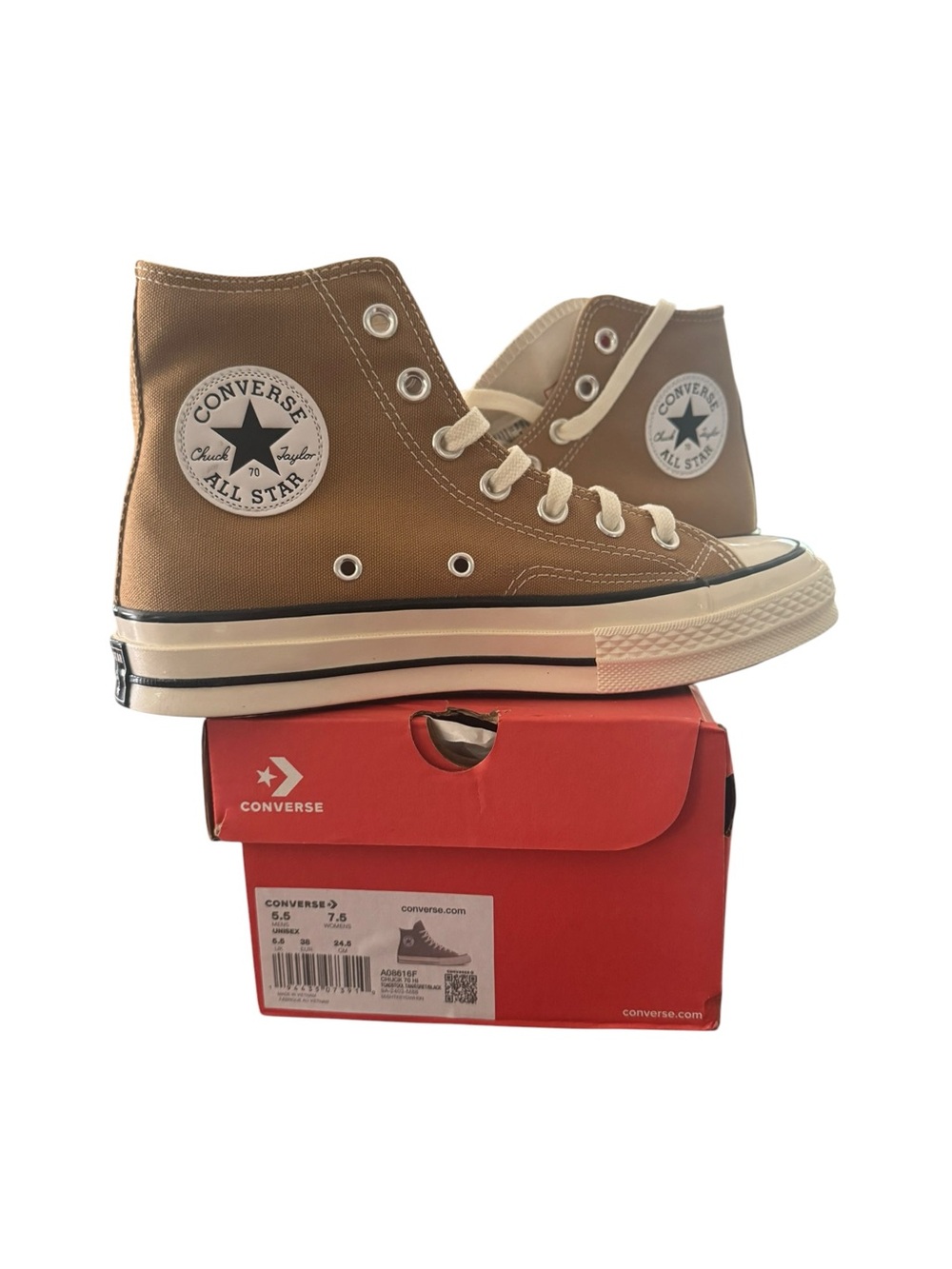 Converse High Top Sneakers in Brown with Cream Accents - BNIB